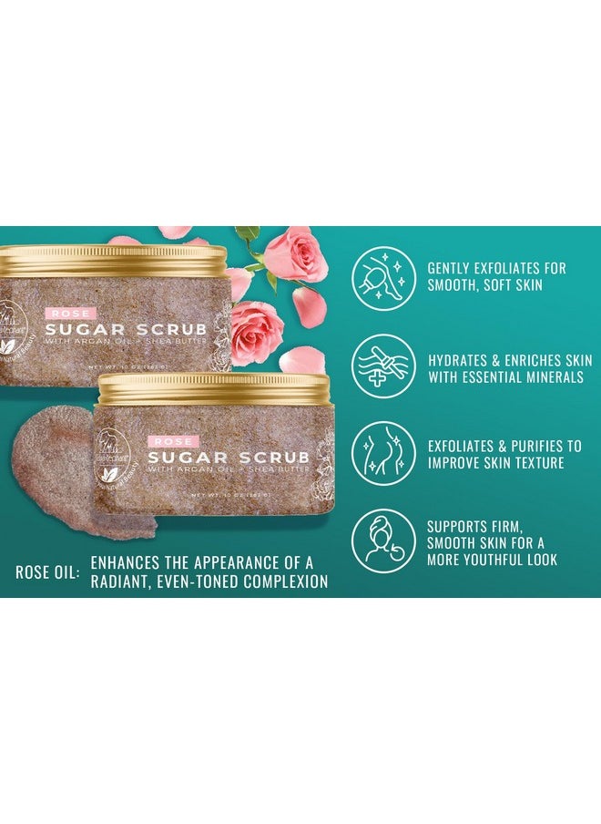 Natural Elephant Rose Exfoliating Sugar Scrub with Argan Oil and Shea Butter 10 oz (283g)