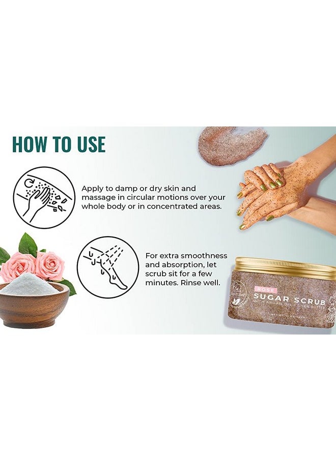 Natural Elephant Rose Exfoliating Sugar Scrub with Argan Oil and Shea Butter 10 oz (283g)