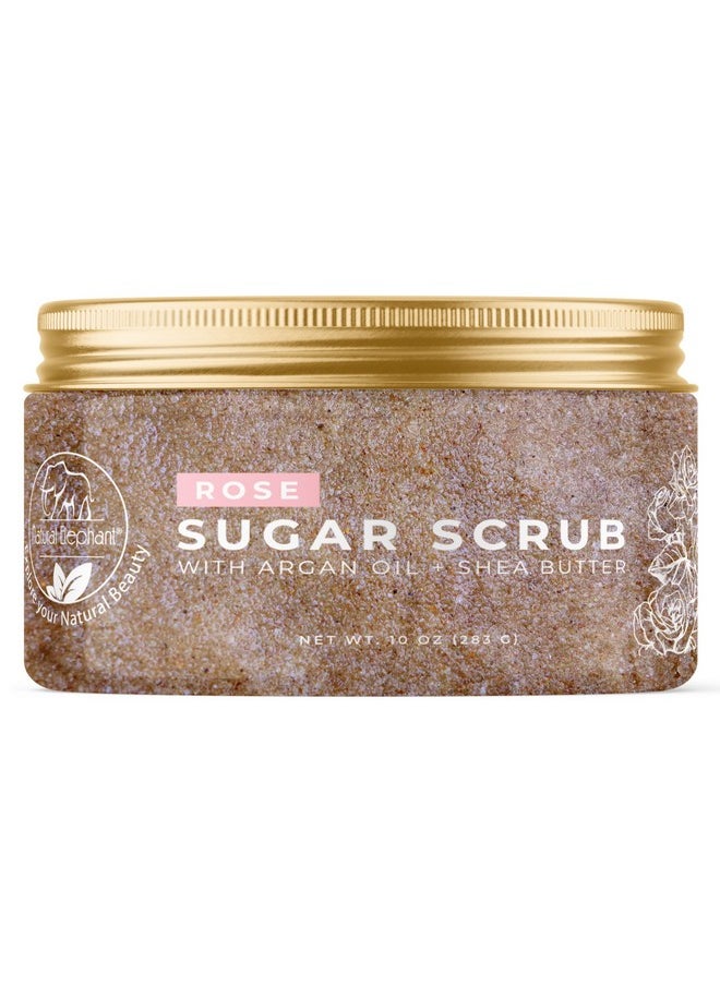 Natural Elephant Rose Exfoliating Sugar Scrub with Argan Oil and Shea Butter 10 oz (283g)