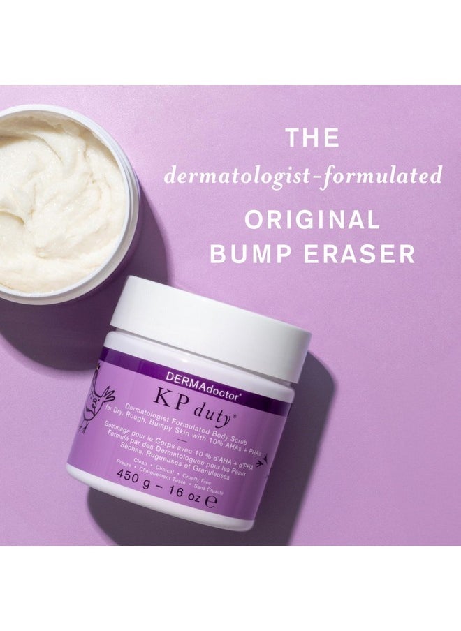DERMAdoctor KP Bump Eraser Body Scrub Dermatologist Formulated Exfoliant | Keratosis Pilaris Treatment For Dry And Bumpy Skin 10% AHAs + PHAs - 16 fl oz