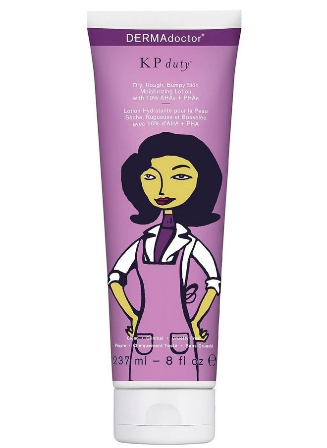 DERMAdoctor: KP Duty Moisturizing Lotion | Dermatologist Formulated Body Cream for Keratosis Pilaris | Smooth Dry, Rough, Bumpy, Chicken Skin | Hydrates & Softens | 10% AHAs + PHAs | (8 oz)