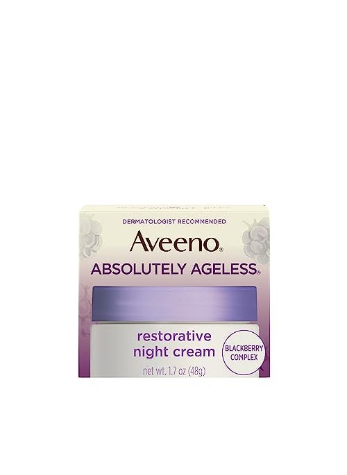 Aveeno Absolutely Ageless Restorative Night Cream Face & Neck Moisturizer with Antioxidant-Rich Blackberry Complex, Vitamin C & E, Hypoallergenic, Non-Greasy & Non-Comedogenic, 1.7 fl. oz
