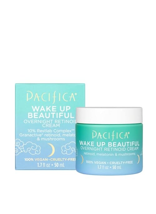 Pacifica Wake Up Beautiful Overnight Retinoid Night Face Cream, Moisturizer for Dry & Aging Skin, Gentle for Sensitive Skin, with Hyaluronic Acid + Melatonin, for Face & Neck Firming Skin