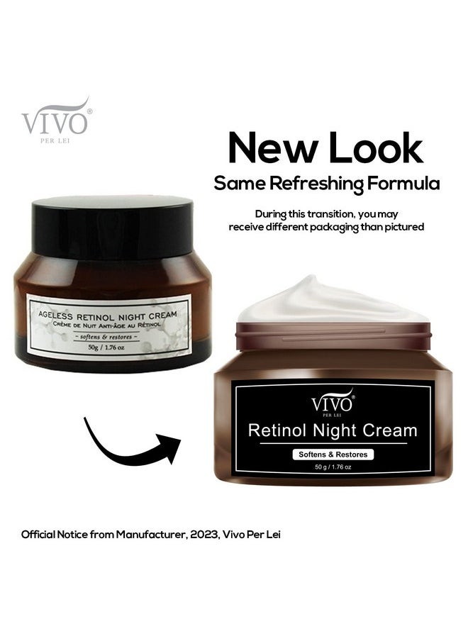 Vivo Per Lei Retinol Night Cream - Retinol Cream with with Vitamin E - Night Cream Moisturizer for Face - Anti Aging Face Cream - Night Cream for Women - 1.76 Oz.