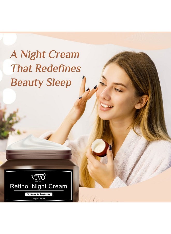 Vivo Per Lei Retinol Night Cream - Retinol Cream with with Vitamin E - Night Cream Moisturizer for Face - Anti Aging Face Cream - Night Cream for Women - 1.76 Oz.
