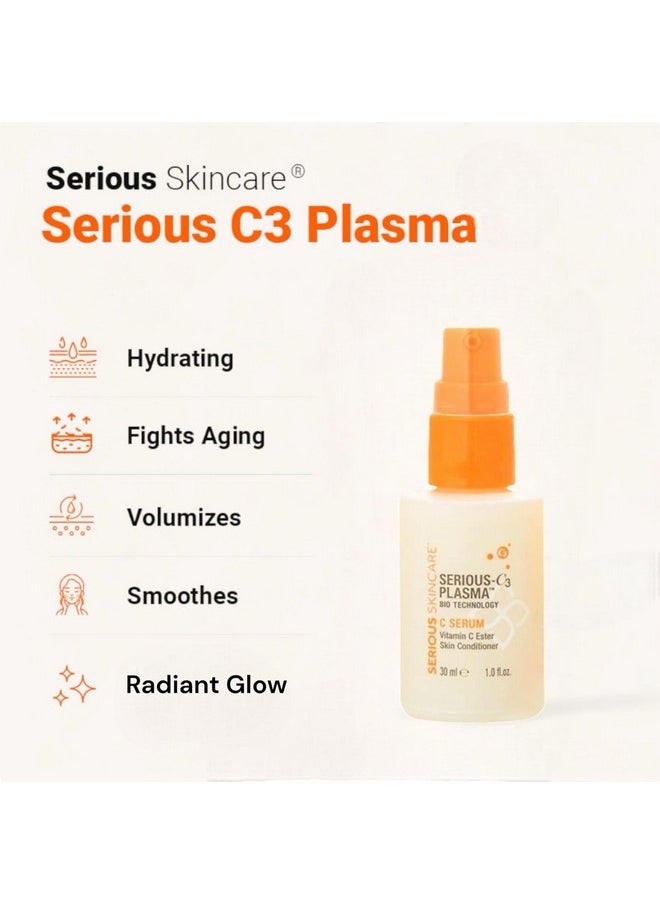 Serious Skincare - Vitamin C Day & Night Skin Care Set - Brightening Face Serum, Daytime SPF Moisturizer, Restore Night Cream, Face Wash - C3 C Esters for Hydrating, Fine Lines and Wrinkles (4Pack)