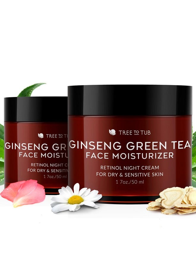 Tree to Tub Retinol Anti Aging Face Moisturizer for Dry & Sensitive Skin - Anti Wrinkle Hyaluronic Acid Facial Moisturizer, Vitamin A & E Night Cream for Women & Men w/Organic Aloe, Natural Ginseng