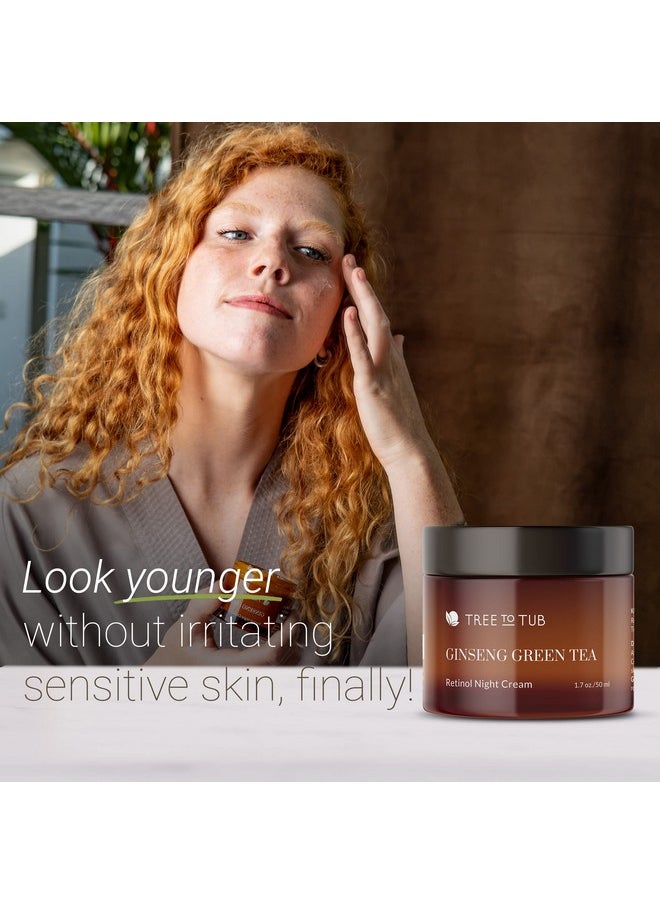 Tree to Tub Retinol Anti Aging Face Moisturizer for Dry & Sensitive Skin - Anti Wrinkle Hyaluronic Acid Facial Moisturizer, Vitamin A & E Night Cream for Women & Men w/Organic Aloe, Natural Ginseng