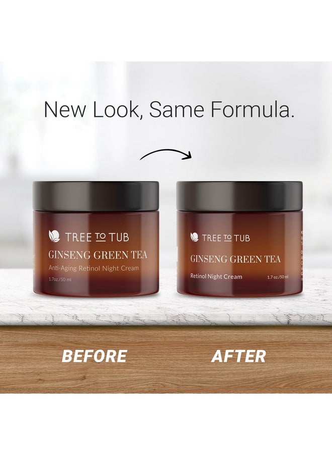 Tree to Tub Retinol Anti Aging Face Moisturizer for Dry & Sensitive Skin - Anti Wrinkle Hyaluronic Acid Facial Moisturizer, Vitamin A & E Night Cream for Women & Men w/Organic Aloe, Natural Ginseng