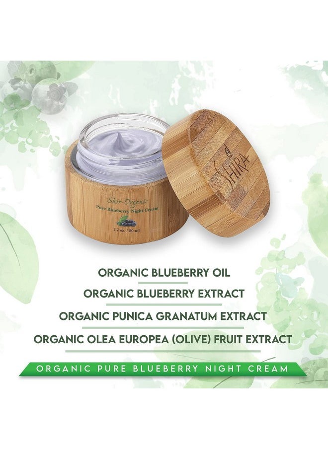 Shira Shir Organic Blueberry Night Cream for Nourished, Wrinkle-Free, Radiant Skin. Moisturizer Face Cream with Anti-Aging Formula keeps Skin Hydrated, Facial Skin Care Product 50ml (Pack of 2)