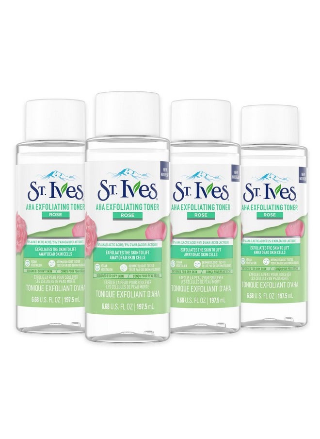 St. Ives Rose AHA Exfoliating Vegan Facial Toner, 6.68 fl oz (Pack of 4)