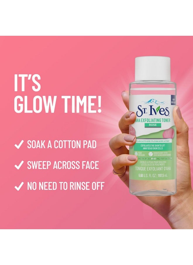 St. Ives Rose AHA Exfoliating Vegan Facial Toner, 6.68 fl oz (Pack of 4)