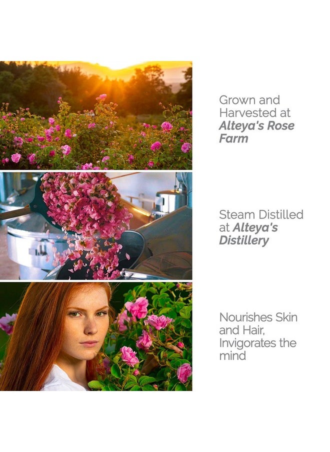 Alteya Organics Rose Water, Organic Facial Toner, 34 Fl Oz/ 2x17 Fl Oz Bundle, Pure Bulgarian Rosa Damascena Flower Water, Award-Winning Moisturizer, BPA-Free Bottle with Reducer