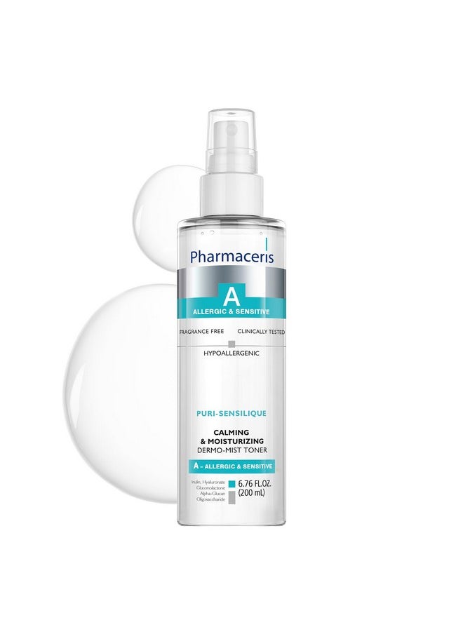 Pharmaceris PURI-SENSILIQUE Calming & Moisturizing Dermo-Mist Toner, Hydrating & Hypoallergenic Facial Toner, Hydrates & Soothes Allergic and Sensitive Skin, pH neutral, Removes Impurities, 6.76 fl oz