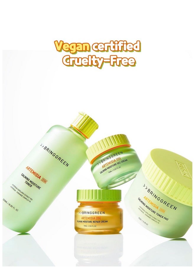 BRING GREEN Artemisia Cera Calming Moisture Toner Pad | Vegan Daily Skincare Routine for Redness Relief, Skin Balancing, Extra Calming, Exfoliating, Mask Sheet Type Toner Pads, 90 Count