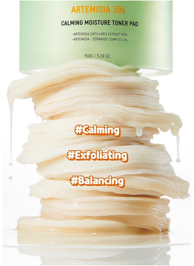 BRING GREEN Artemisia Cera Calming Moisture Toner Pad | Vegan Daily Skincare Routine for Redness Relief, Skin Balancing, Extra Calming, Exfoliating, Mask Sheet Type Toner Pads, 90 Count