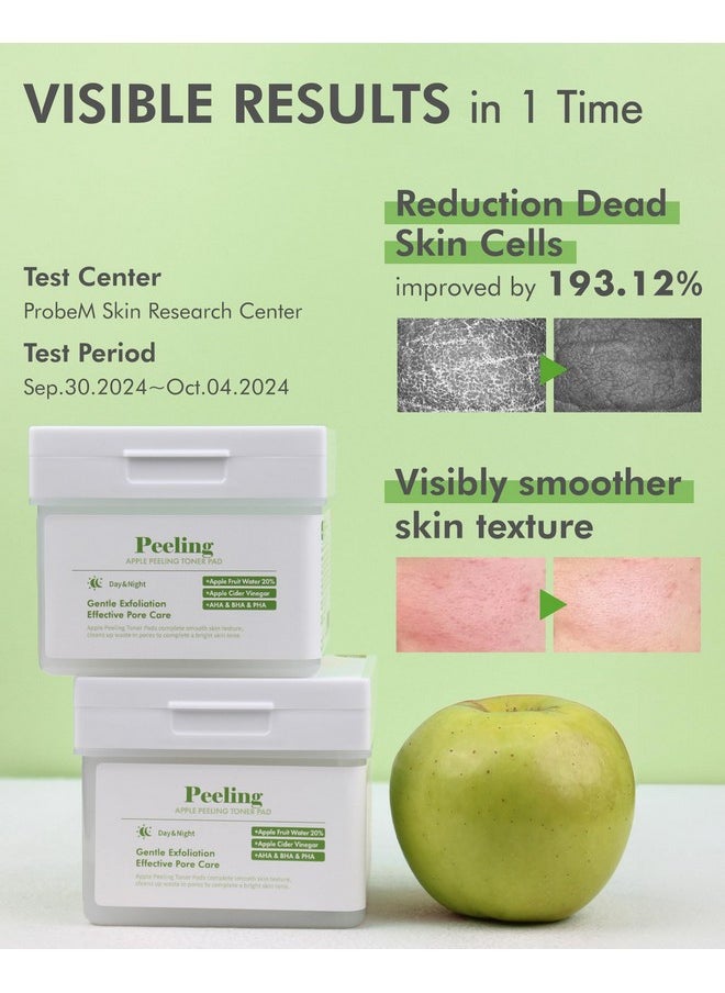 DERMAL Apple Peeling Toner Pad - Gentle Exfoliating and Hydrating Toner Pads with AHA, BHA, and PHA for Smoother, Radiant Skin - Facial Peels, Resurfacing Facial Exfoliants, 80pads