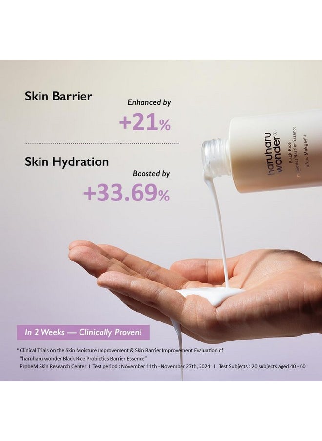 haruharu Wonder Black Rice Probiotics Barrier Essence 1.01 fl. oz., Travel Size Essence Toner to Strengthen Skin Barrier with Ceramides, Fermented Ingredients, Soothing, Moisturizing, Plumping
