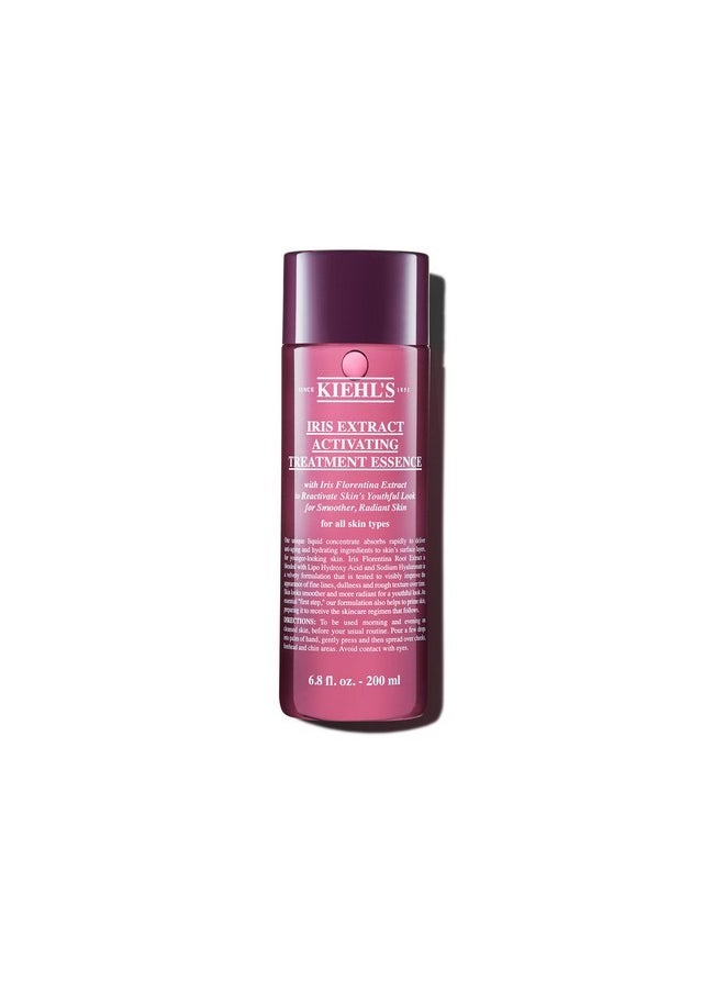 Kiehl's Iris Extract Activating Treatment Essence, Anti-aging Facial Skincare for Fine Lines & Radiance, Hydrates & Exfoliates Skin, Smooths Texture, with Lipo Hydroxy Acid, All Skin Types - 6.8 fl oz