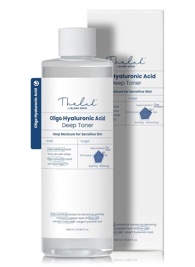 THE LAB BY BLANC DOUX Oligo Ultra-Low Molecular Hyaluronic Acid Deep Moisture Essence Toner Vegan for Sensitive Dry Combination Skin - Hypoallergenic Intense Hydrating Face Moisturizer 17 Fl Oz