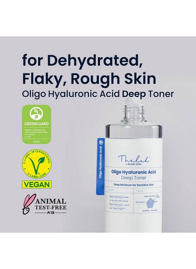 THE LAB BY BLANC DOUX Oligo Ultra-Low Molecular Hyaluronic Acid Deep Moisture Essence Toner Vegan for Sensitive Dry Combination Skin - Hypoallergenic Intense Hydrating Face Moisturizer 17 Fl Oz