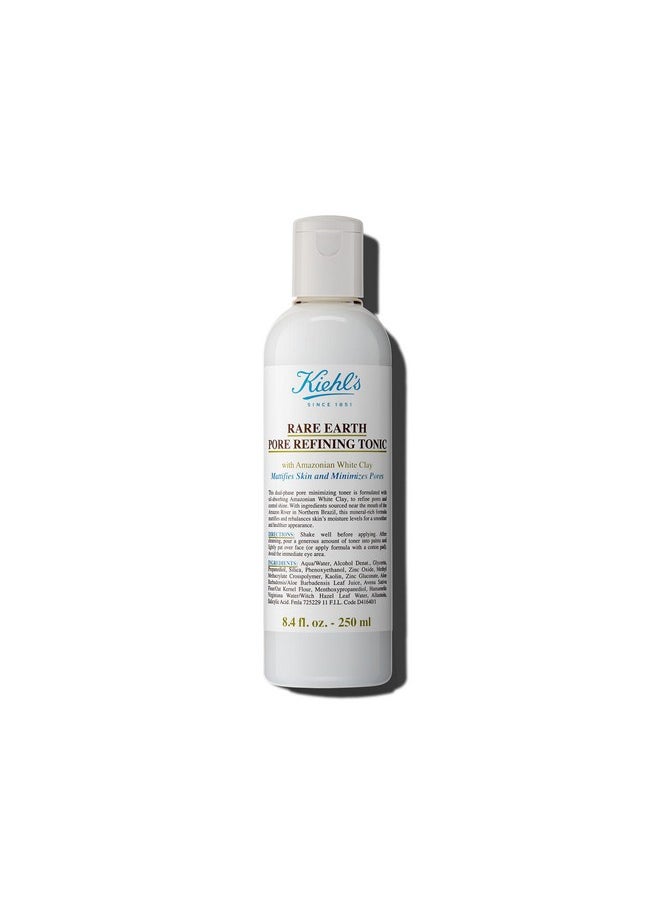 Kiehl's Rare Earth Pore Refining Tonic, Pore-Minimizing & Mattifying Face Toner, Reduces Enlarged Pores & Shine, Balances Skin, with Amazonian White Clay & Allantoin, Fragrance-Free - 8.4 fl oz