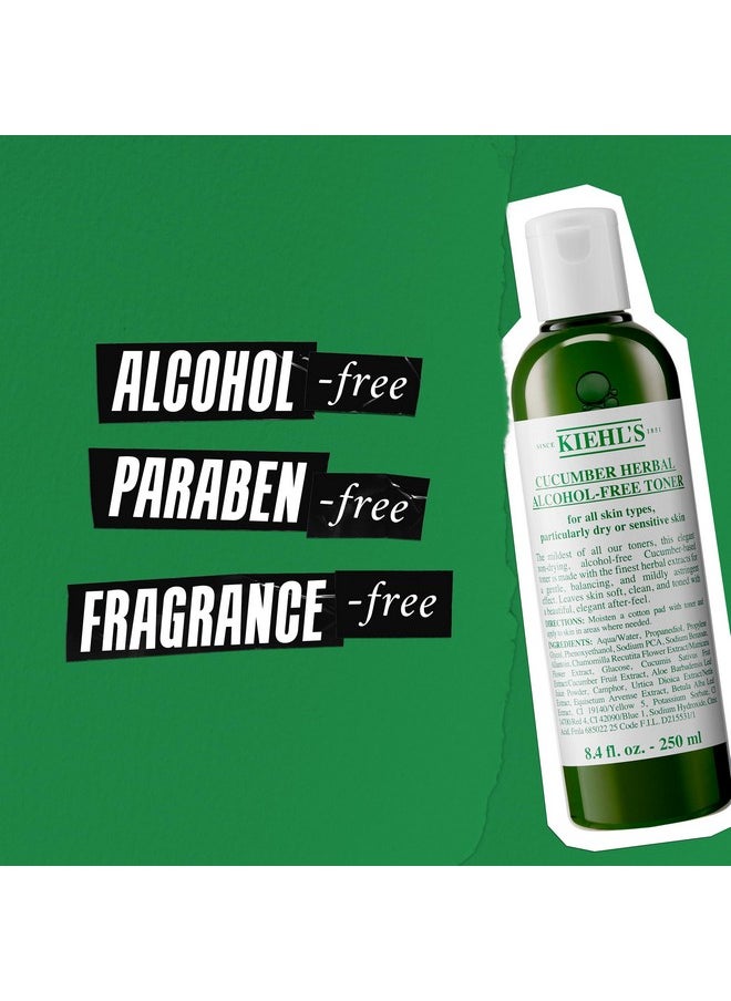 Kiehl's Cucumber Herbal Alcohol-Free Toner, Gentle Facial Toner for Dry & Sensitive Skin, Leaves Skin Feeling Fresh, with Cucumber Extract, Paraben-free, Non-drying Formula, Fragrance-free - 8.4 fl oz
