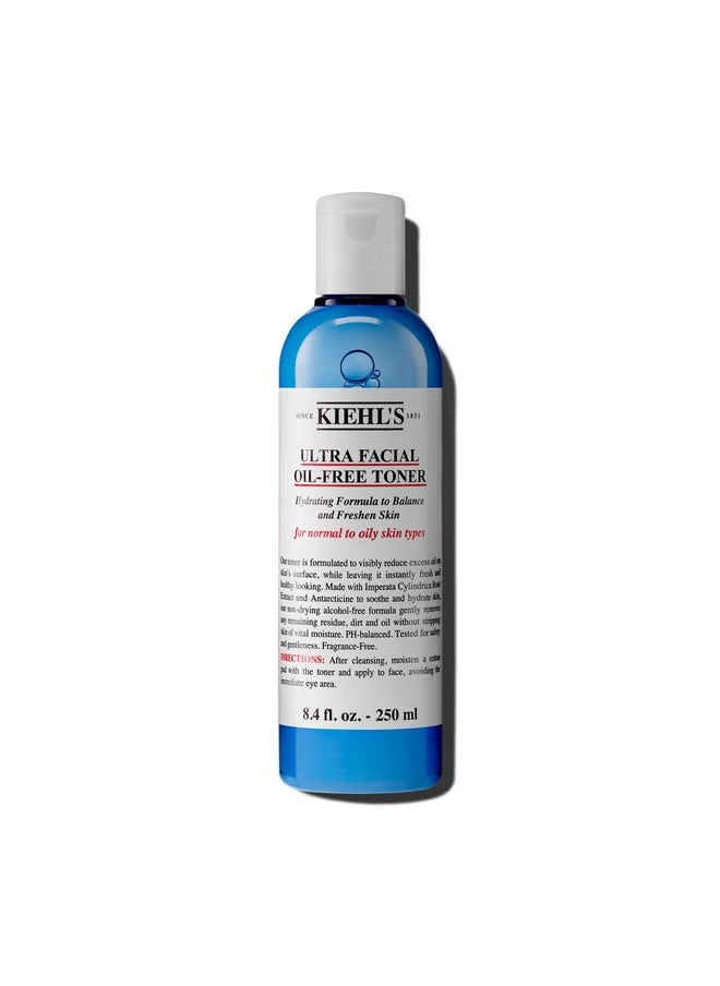 Kiehl's Ultra Facial Oil-Free Toner, Soothing & Hydrating Face Toner for Oily to Normal Skin, Reduces Excess Oil, Non-drying, Alcohol-free, pH-Balanced, Paraben-free, Fragrance-free - 8.4 fl oz