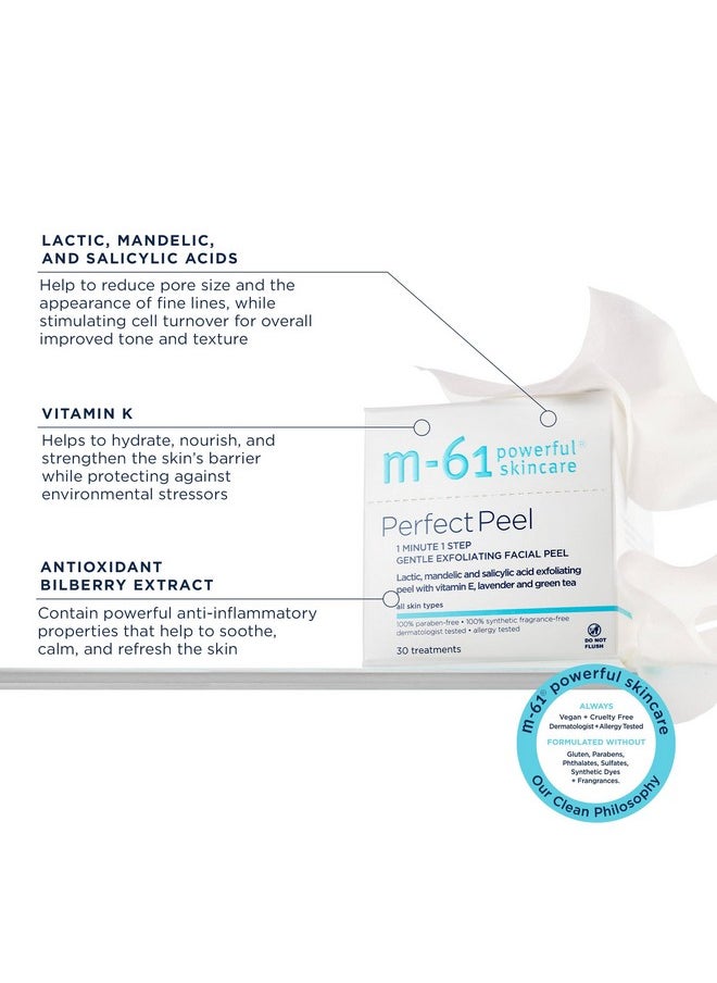M-61 Perfect Peel - 30 Treatments - Lactic, mandelic and salicylic acid exfoliating peel with vitamin E, lavender and green tea