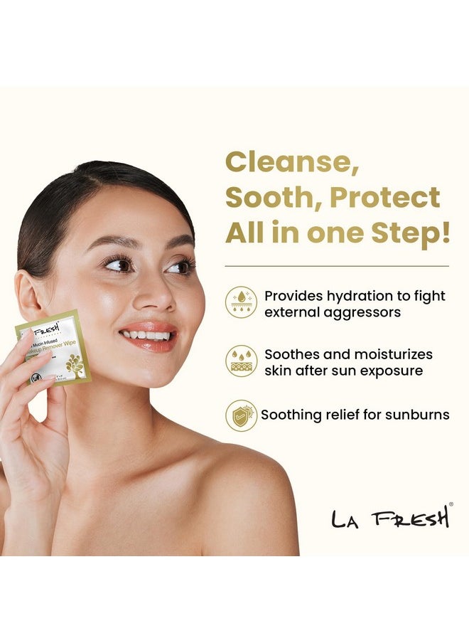 LA Fresh Snail Mucin Facial Cleansing Wet Wipes - Double-Action Travel Makeup Remover Wipes, Oil-free, Non-Greasy Wet Wipes, 25-Pack