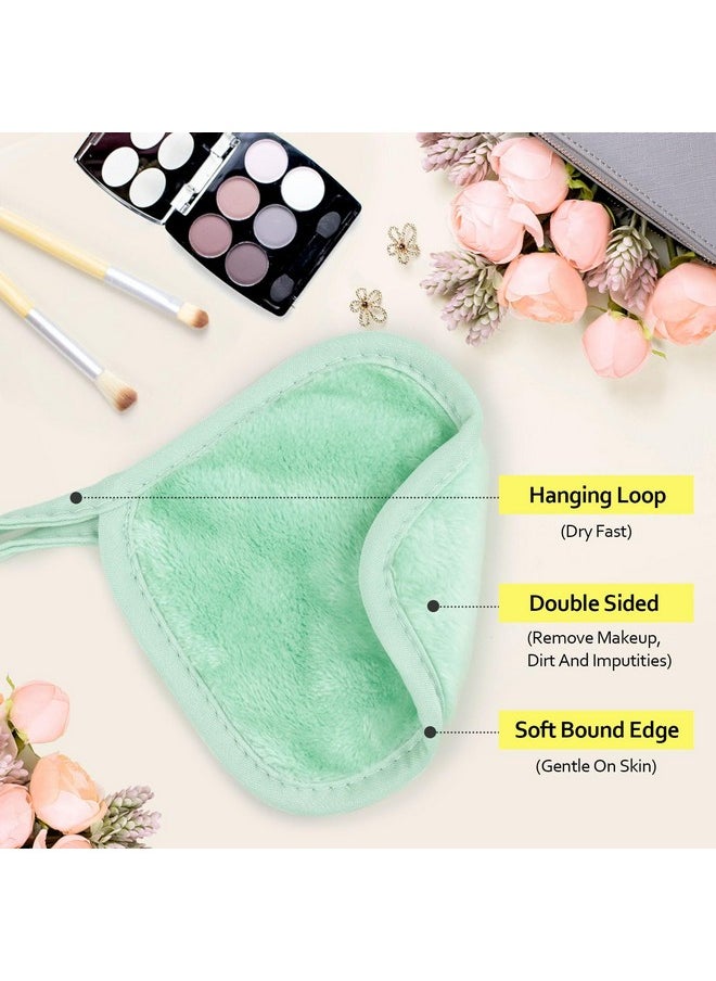 HOMEXCEL Makeup Remover Cloth 12 Count (Pack of 1), Reusable Makeup Remover Pads, Washable Ultra Soft Facial Cleansing Cloths for All Skin Types, 5 X 5 In, Green