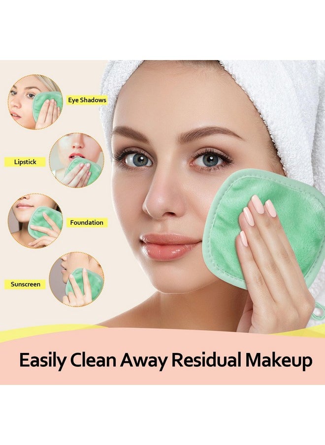 HOMEXCEL Makeup Remover Cloth 12 Count (Pack of 1), Reusable Makeup Remover Pads, Washable Ultra Soft Facial Cleansing Cloths for All Skin Types, 5 X 5 In, Green