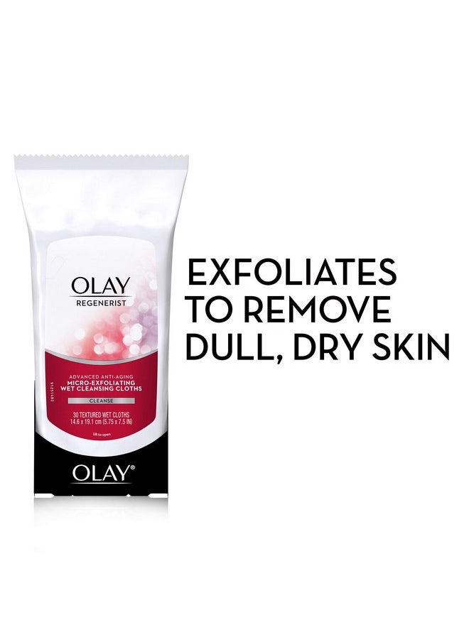 Olay Regenerist Micro-Exfoliating Wet Cleansing Cloths, Multicolor, 30 Count (Pack of 3)