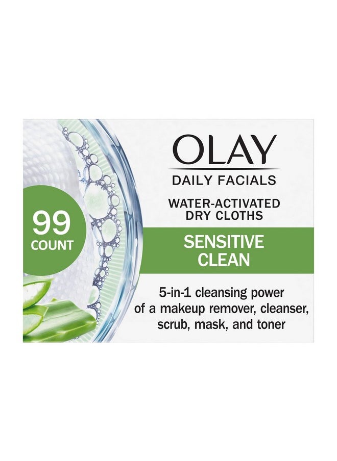 Olay Daily Facials for Clean Sensitive Skin, Makeup Remover Wipes, Soap-Free and Fragrance-Free Cleanser Cloths, 33 Count (Pack of 3)
