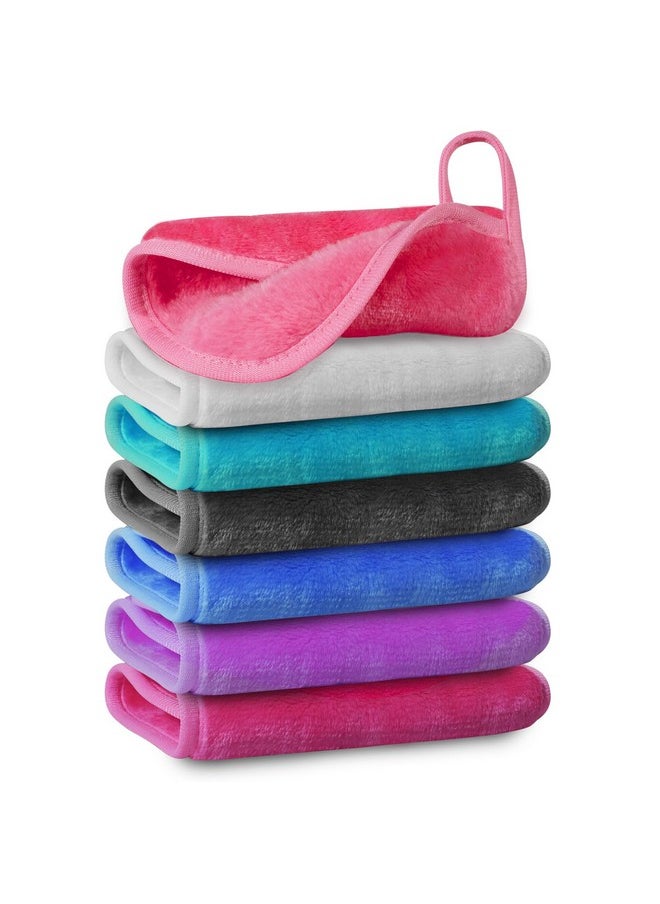 Makeup Remover Cloth, 7 Colors Makeup Towels Face Washcloth, Makeup Remover Pads Reusable Washable, Facial Cloths Clean Towels for Face Eye Skincare, 7.8 * 14 inches, 7 Pack