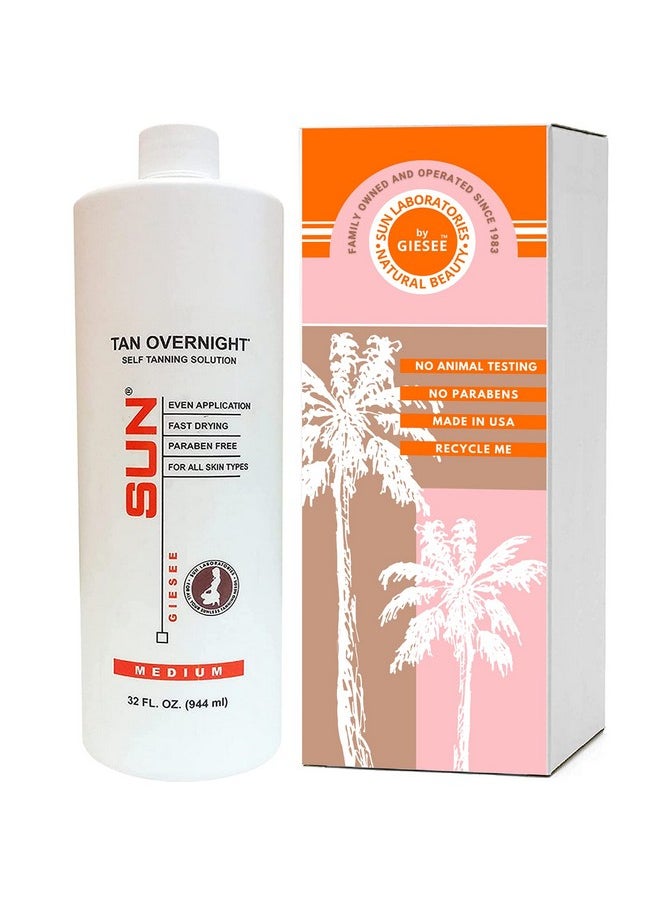 Spray Tan Solution (Medium) Airbrush Tanning Micro Mist (32oz) for Self Tanning Natural Sunless Solution, Body and Face for Bronzing and Golden Tan (Packaging May Very)