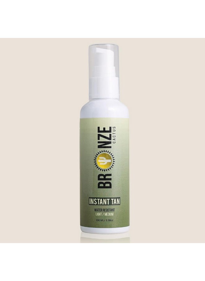 Bronze Cactus Water Resistant Instant Tanner | Self-Tan, Instant Bronze Body Makeup | Suitable for Face & Body | All Skin Types | Light/Medium | 3.8 fl.oz