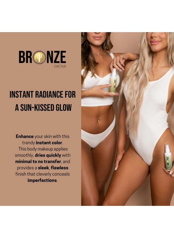 Bronze Cactus Water Resistant Instant Tanner | Self-Tan, Instant Bronze Body Makeup | Suitable for Face & Body | All Skin Types | Light/Medium | 3.8 fl.oz