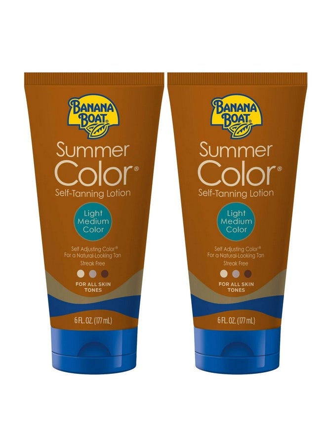 Banana Boat Summer Color Self Tanning Lotion | Light Medium Color for All Skin Tones, Self Tanner Lotion, Sunless Tanning Lotion, Banana Boat Self Tanner, 6oz each Twin Pack