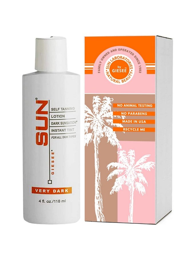 Sun Laboratories By Giesee Dark Sunsation Sunless Tanning Lotion 4 oz - Fragrance-Free, Non-Toxic, Organic Tanning Lotion, Dark Self Tanner, Natural Self Tanning Lotion for Face and Body