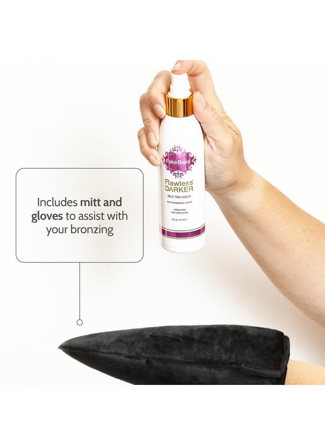 Fake Bake Flawless Darker Self-Tanning Liquid Streak-Free, Long-Lasting Natural Glow For All Skin Tones - Sunless Tanner Includes Professional Application Mitt, Black Coconut Scent - 6 oz (Pack of 2)