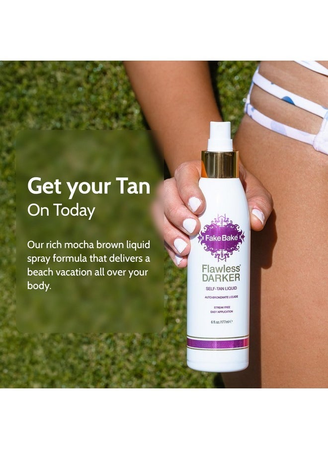 Fake Bake Flawless Darker Self-Tanning Liquid Streak-Free, Long-Lasting Natural Glow For All Skin Tones - Sunless Tanner Includes Professional Application Mitt, Black Coconut Scent - 6 oz (Pack of 2)