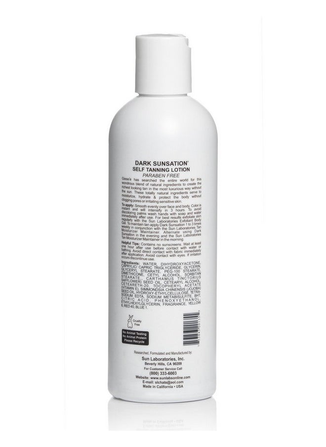 Sun Laboratories By Giesee Dark Sunsation Self-Tanning Lotion for - 2 Pack 8 oz | Ultra Dark Tanning Lotion, Natural Self Tanner, Non-Toxic Tanning Bed Lotion, Face Tanner, Sunless Tanner