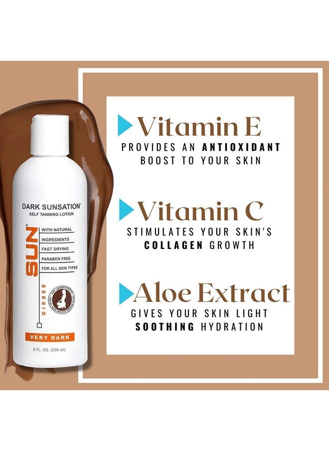 Sun Laboratories By Giesee Dark Sunsation Self-Tanning Lotion for - 2 Pack 8 oz | Ultra Dark Tanning Lotion, Natural Self Tanner, Non-Toxic Tanning Bed Lotion, Face Tanner, Sunless Tanner