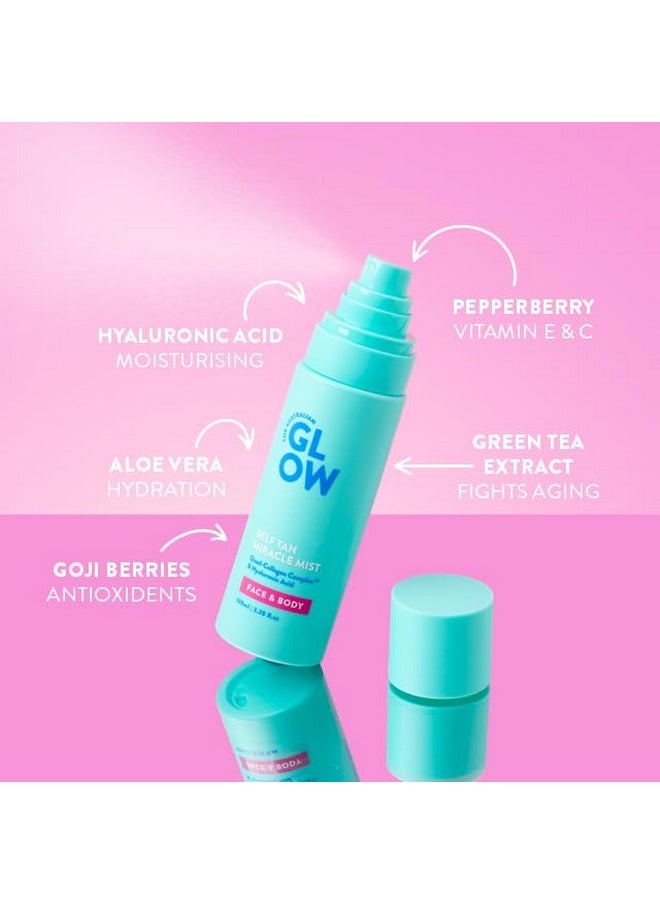 Australian Glow Miracle Mist, Self Tanner for Face & Body w/Quad-Collagen Complex & Hyaluronic Acid, 3.38 fl. oz / 100ml