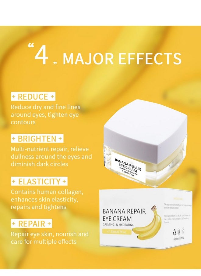 Grospe Banana Bright Eye Cream, Anti Aging Eye Cream with Squalane Dark Circle Under Eye Cream for Puffiness & Bags Moisturizing Firming & Wrinkle Repair Eye Treatment for Women & Men - 0.71 Fl Oz