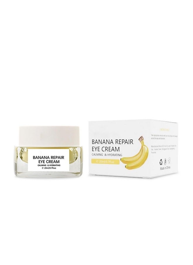 Grospe Banana Bright Eye Cream, Anti Aging Eye Cream with Squalane Dark Circle Under Eye Cream for Puffiness & Bags Moisturizing Firming & Wrinkle Repair Eye Treatment for Women & Men - 0.71 Fl Oz