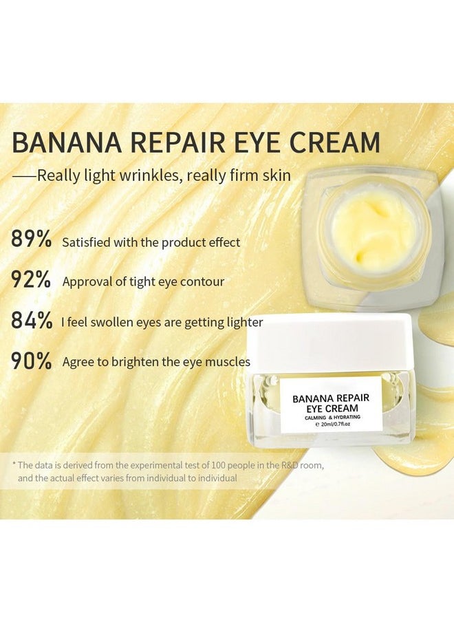 Grospe Banana Bright Eye Cream, Anti Aging Eye Cream with Squalane Dark Circle Under Eye Cream for Puffiness & Bags Moisturizing Firming & Wrinkle Repair Eye Treatment for Women & Men - 0.71 Fl Oz