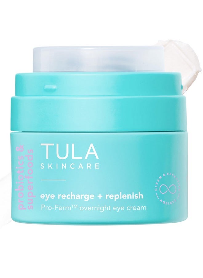 TULA Skin Care Eye Recharge + Replenish - Pro-Ferm Overnight Eye Cream with Retinal, Protects & Intensely Hydrates, Minimizes the look of Fine Lines & Wrinkles, 0.5 Fl. oz.
