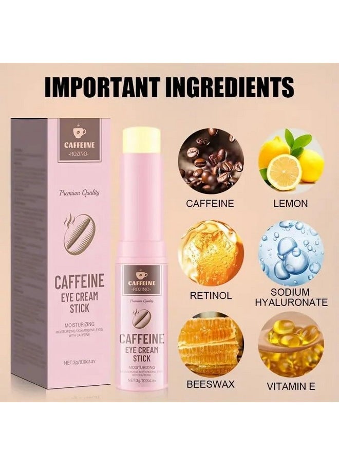 Rozino Caffeine Eye Stick, Under Eye Balm With Retinol & Plant Extracts for Eye Bag Relief, Dark Circles & Puffiness, Brightening, Toning & Hydrating, Korean Skin Care, Fast Results (.10 oz)